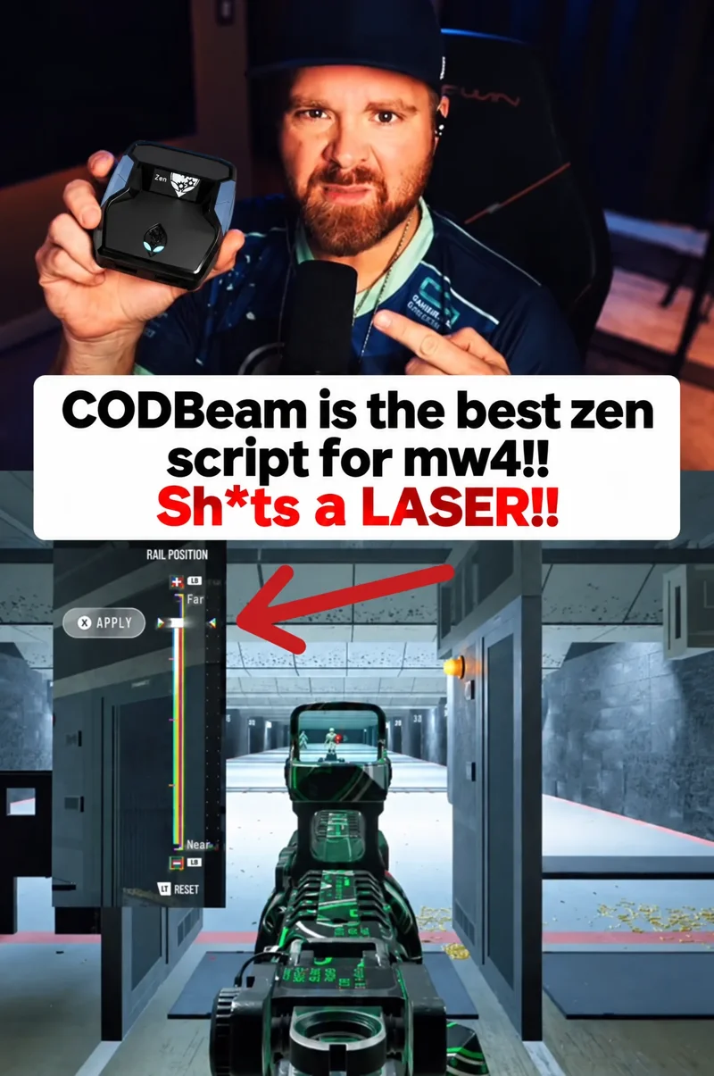 Creator holding a Cronus Zen: CODBeam is the best zen script for MW4, shoots a laser
